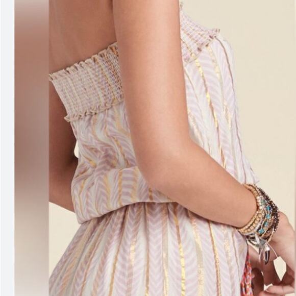 Venus Maxi Dress Multicolor Metallic Striped Embroidered Strapless Size L  NWOT - Picture 8 of 10